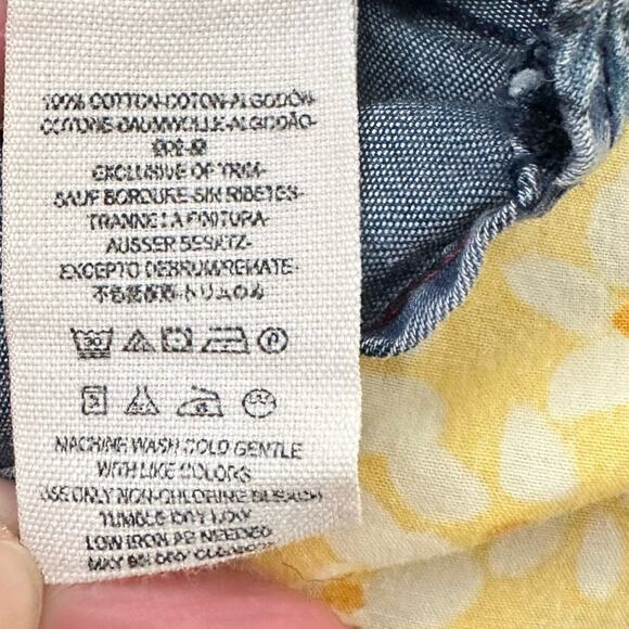 Free people Dottie Over You Floral Chambray Denim Plaid Button Front Top Shirt S - Picture 6 of 7